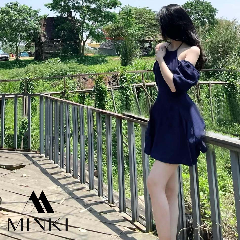 ĐẦM YẾM CỘT TAY BỒNG DÁNG XOÈ - CHẤT LIỆU CAO CẤP - MÀU XANH THAN / TRẮNG / ĐỎ / VÀNG | BigBuy360 - bigbuy360.vn