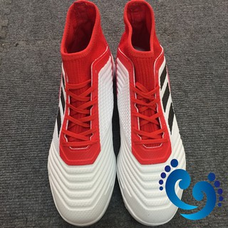 Giày đá bóng cao cổ Pre18 trắng đỏ nhân tạo
