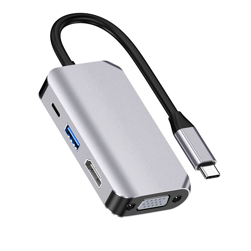 USB C Hub, Type C Adapter 4 in 1 to HDMI Multiport Adapter Compatible HDMI+USB3.0+PD 60W+VGA