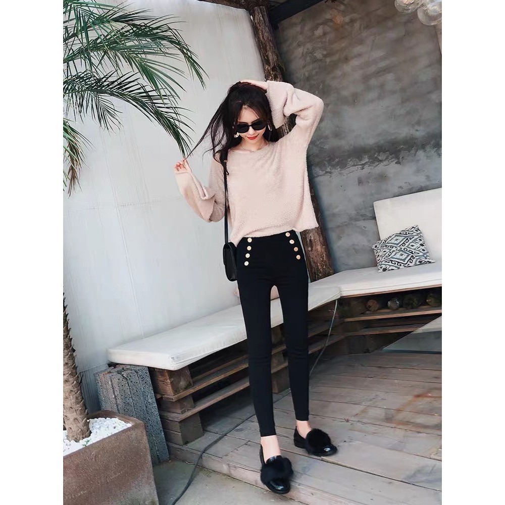 Quần legging 6 cúc cạp chun bản to chất đẹp tôn dáng-mã Legging 6 cúc