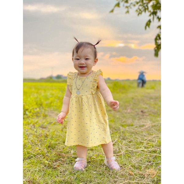 Váy Cánh Tiên, Đầm Cánh Tiên Kiểu Dáng H.M Chất Liệu Cotton Mềm Mịn Họa Tiết Xinh Xắn Cho Bé Gái