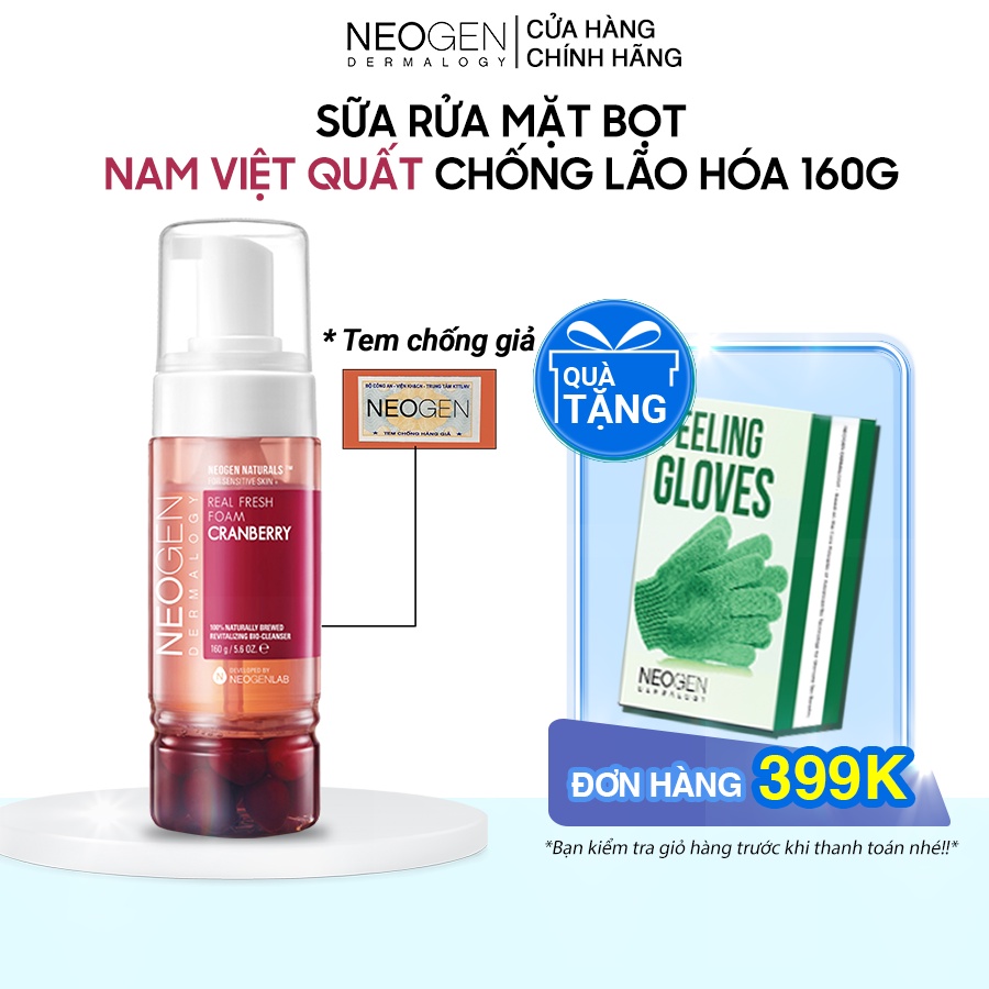 Sữa Rửa Mặt Tạo Bọt Nam Việt Quất Chống Lão Hoá Neogen Dermalogy Real Fresh Foam Cleanser Cranberry 160ml