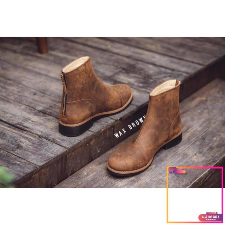 Giày cao cổ nam da bò Steeler chelsea zip boots bảo hành trọn đời uy tín nhất hà nội  -V1