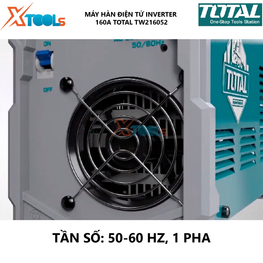 Máy hàn điện tử TOTAL TW216052 Máy hàn điện tử Inverter MMA Điện áp ra tối đa 160A 65V Kích thước que hàn 1.6 - 4.0 mm