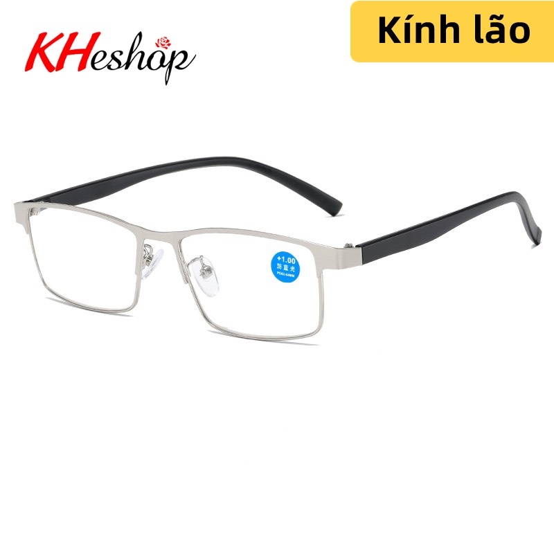 Kính viễn thị gọng vuông kim loại TR90 chống ánh sáng xanh, , tròng chất liệu nhựa thông mã Y8049
