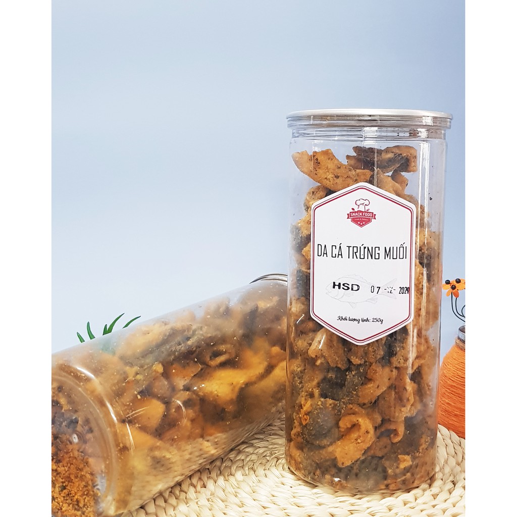 [Mã 77FMCGSALE1 giảm 10% đơn 250K] DA CÁ trứng muối, hủ pet 250gr, Đồ ăn vặt Snack Food | BigBuy360 - bigbuy360.vn