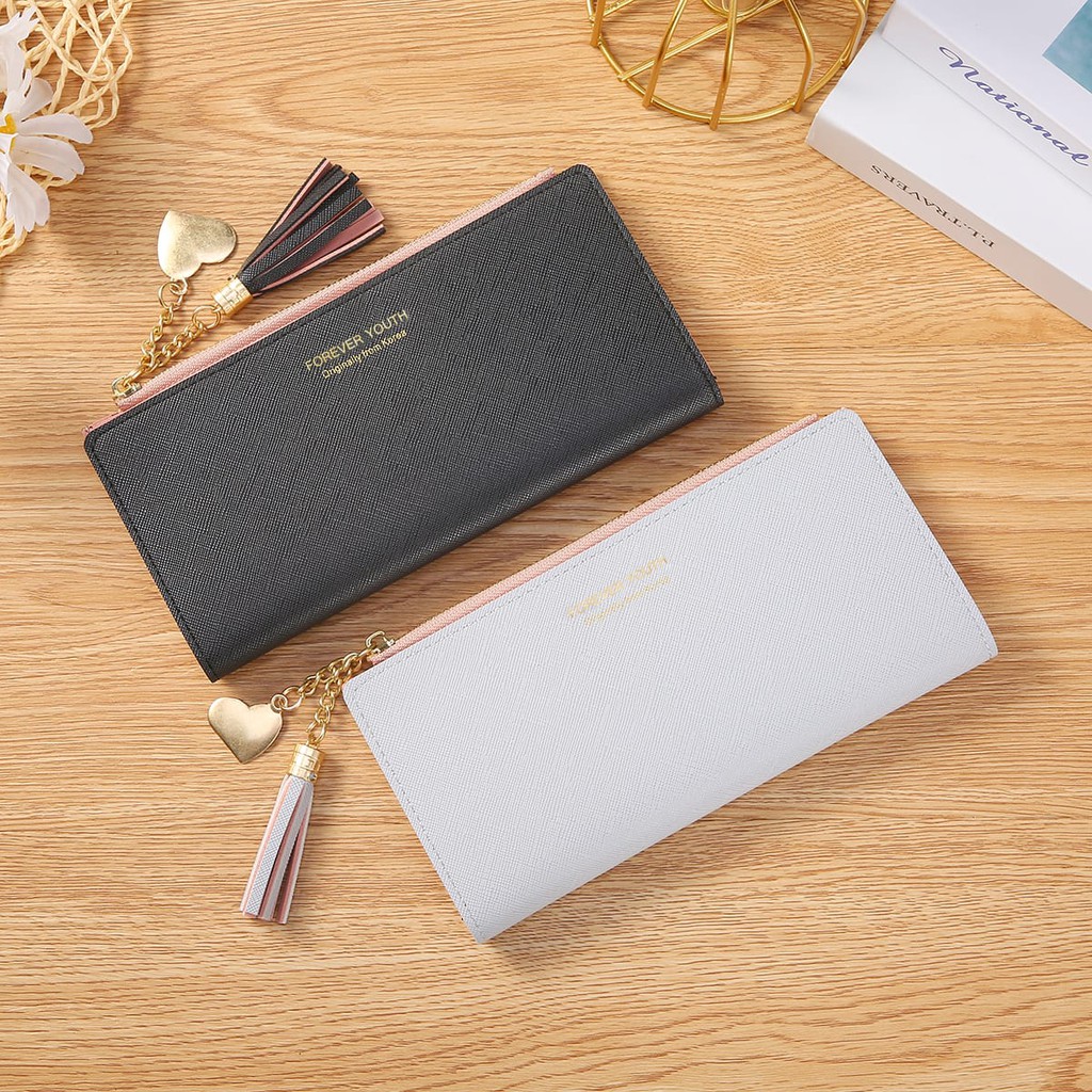 (Emartshop) Ví dài gập đôi có khóa kéo hàng thật cho nữ