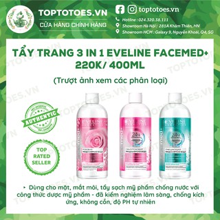 Nước tẩy trang Eveline Facemed+ Micellar 3 in 1 tẩy sạch cho mặt-mắt-môi