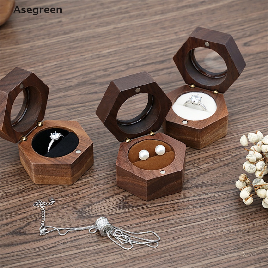 Hộp Đựng Nhẫn Cưới / Đính Hôn Bằng Gỗ Mộc Mạc