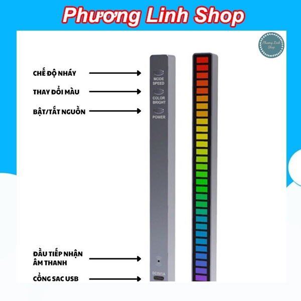 Thanh Đèn Led RGB Ánh Sáng Màu Nhấp Nháy Theo Nhạc Trang Trí Nhà Cửa Xe Hơi Vỏ Nhựa