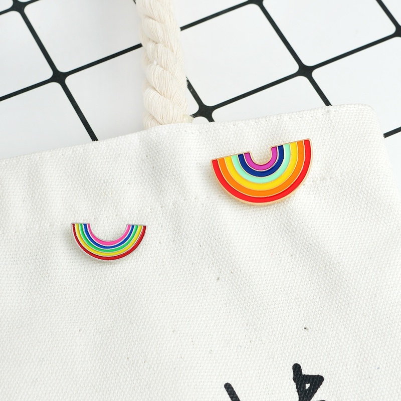 Ghim Cài Áo Kim Loại Tráng Men Hình Cầu Vồng Hoạt Hình Mini Thời Trang Cho Nam Và Nữ