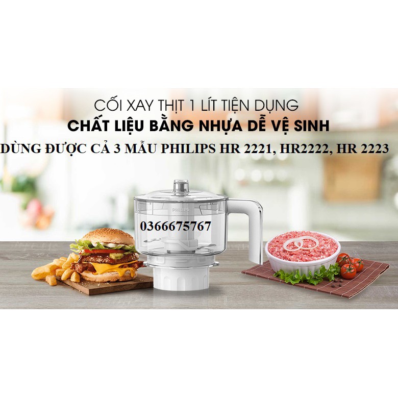 Phụ kiện máy xay philip HR 2221, HR2223, HR222 cối sinh tố, cối xay khô, dao xay, nắp, gioăng - phụ kiện chính hãng