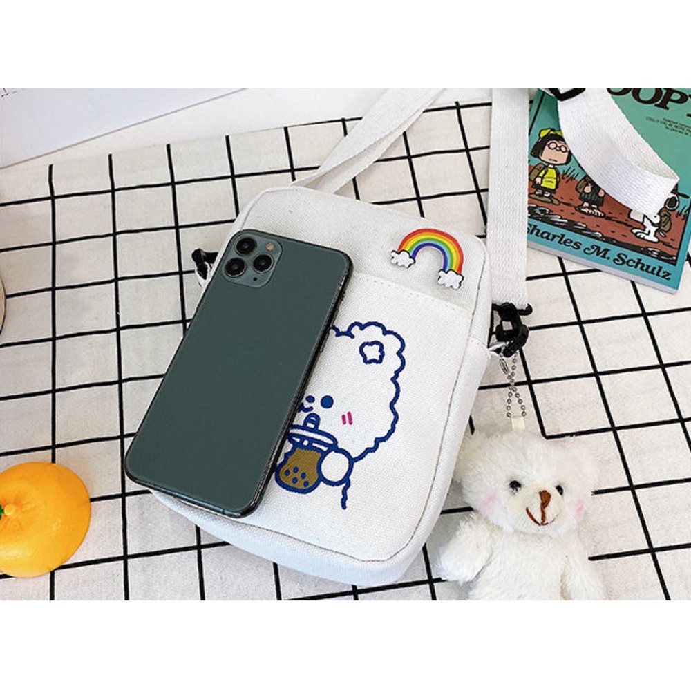 Túi Canvas Đeo Chéo Kiểu Dáng Dễ Thương Cho Nữ Sinh