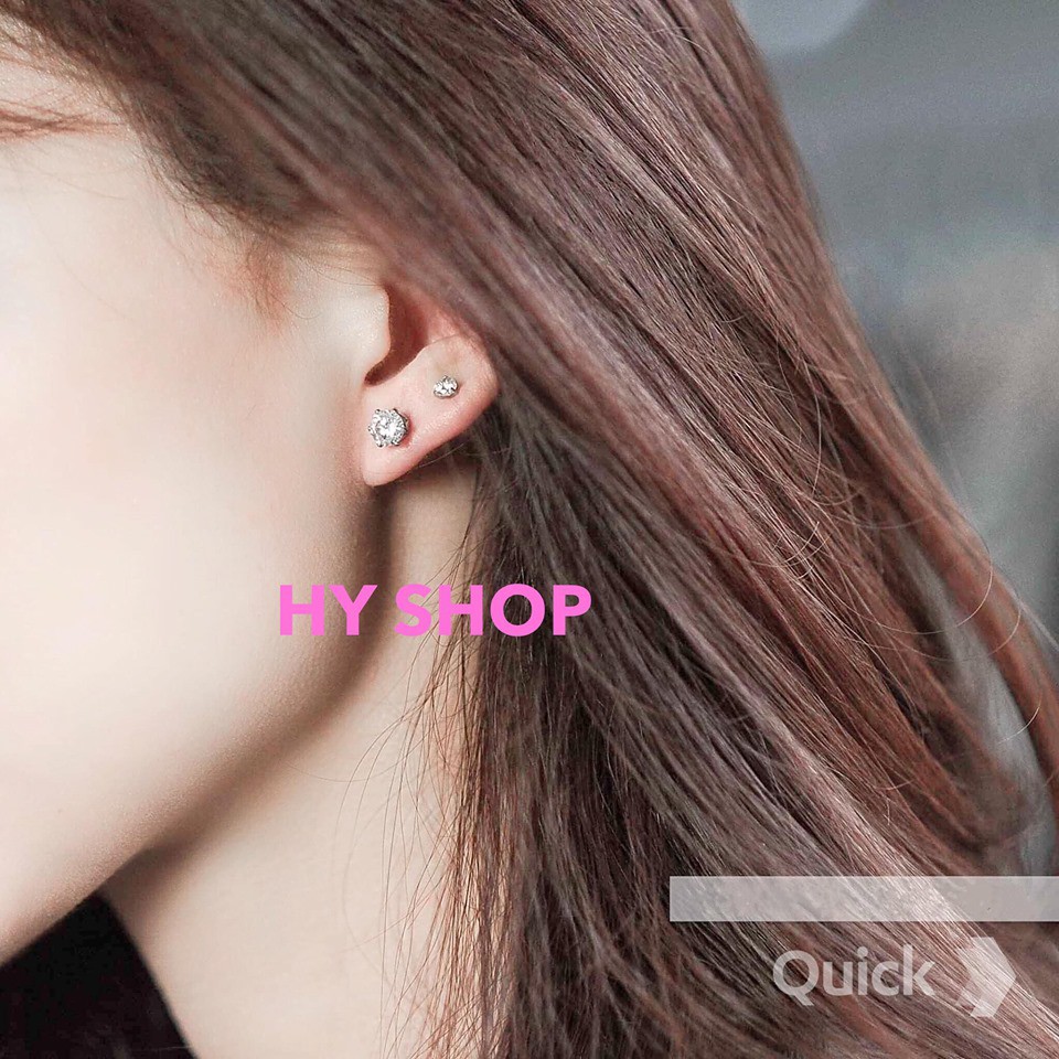 Bông tai titan đính kim cá tính thép y tế không gỉ  unisex bts