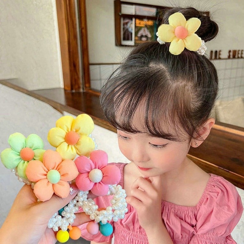 Dây Cột Tóc Hình Vương Miện Đính Ngọc Trai Dễ Thương Cho Bé Gái