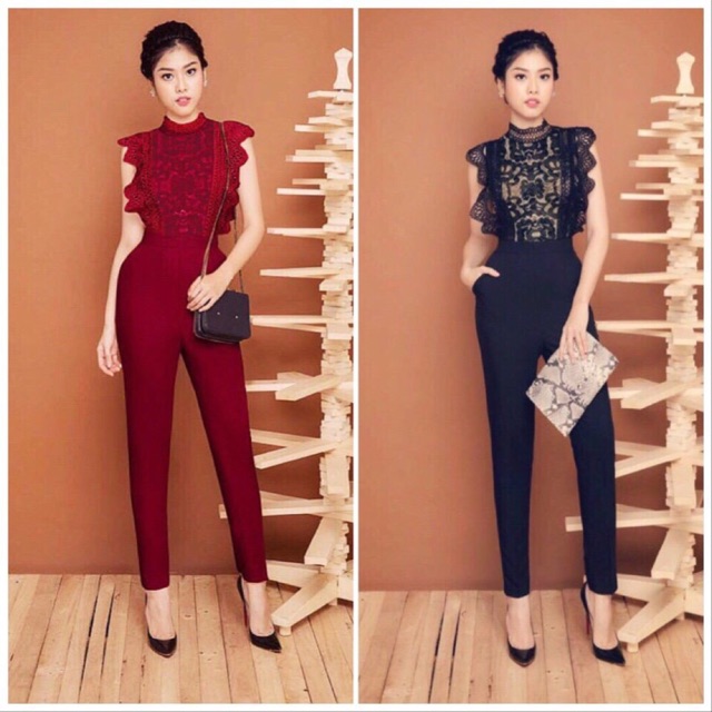 JUMPSUIT DÀI CỔ LỌ PHỐI REN
