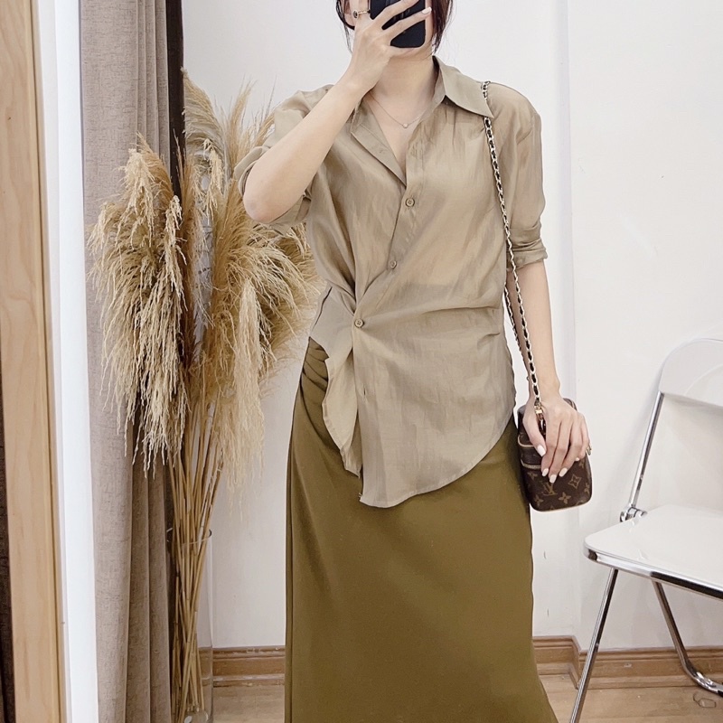 Z3690 chân váy nhún xẻ hông