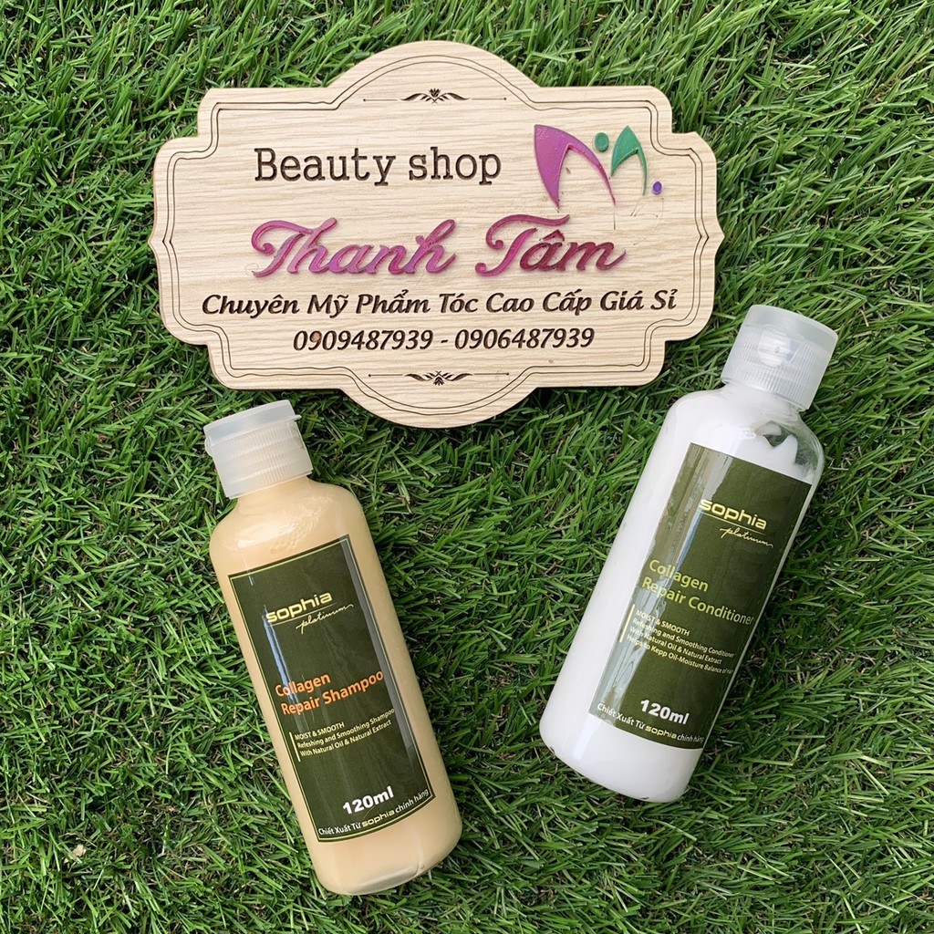 Cặp gội xả phục hồi tóc hư tổn Sophia Collagen Platinum 500mlx2 ( Hàn Quốc)