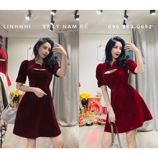 Váy nhung khoét ngực siêu sang chảnh