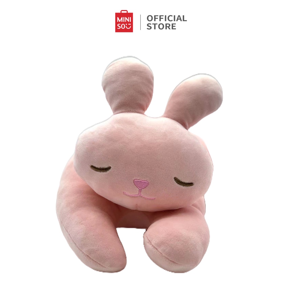 Thú bông Thỏ nằm sấp màu hồng Miniso dễ thương