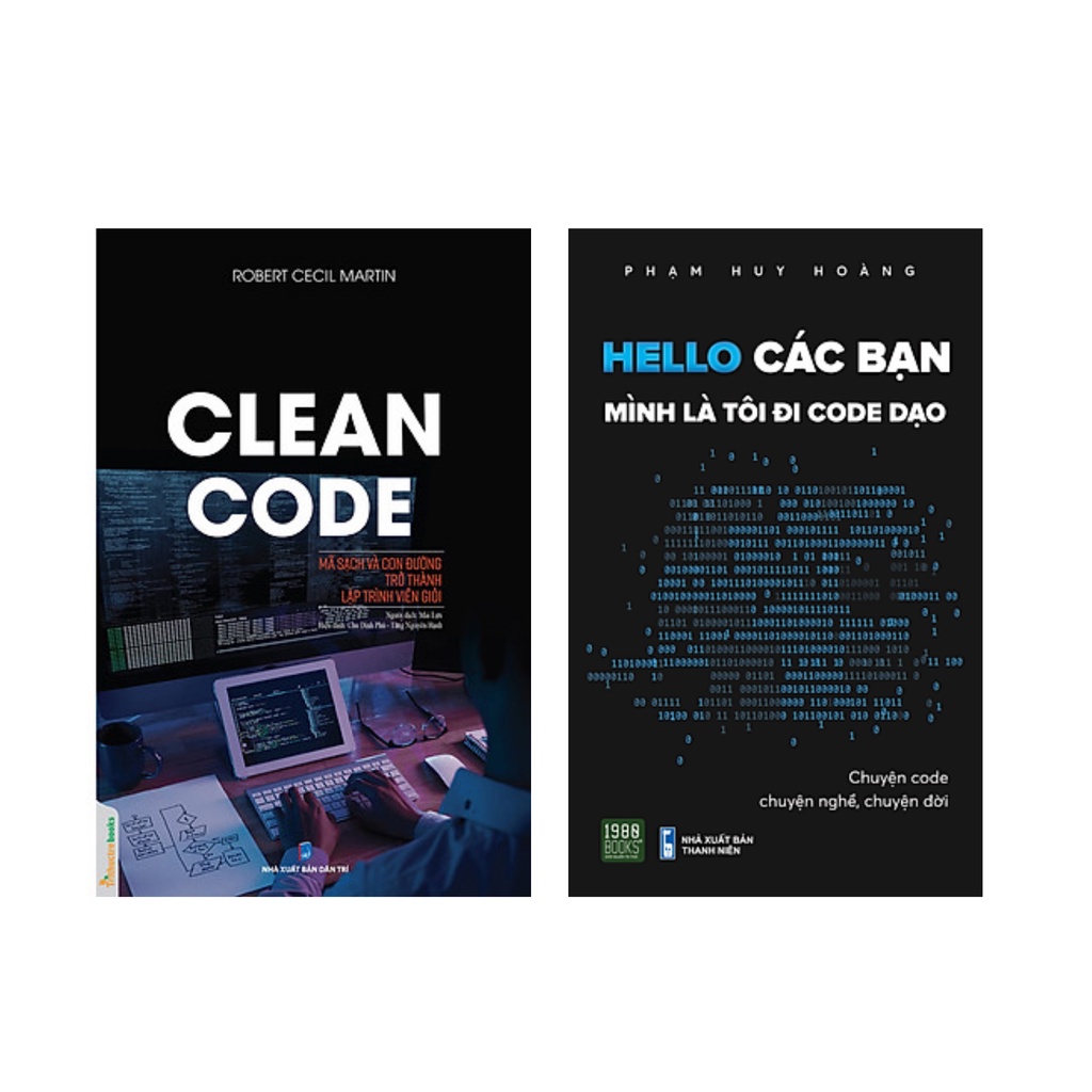 Sách Combo 2c :Clean Code - Mã Sạch Và Con Đường Trở Thành Lập Trình ttt +Hello Các Bạn Mình Là Tôi Đi Code Dạo 1980