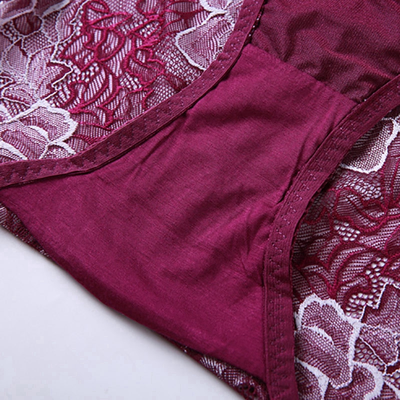 High Waist Large Size Panties Sexy Flower Lace Underwear Hollow Out Jacquard Comfortable Breathable [130-300 Kg] | BigBuy360 - bigbuy360.vn