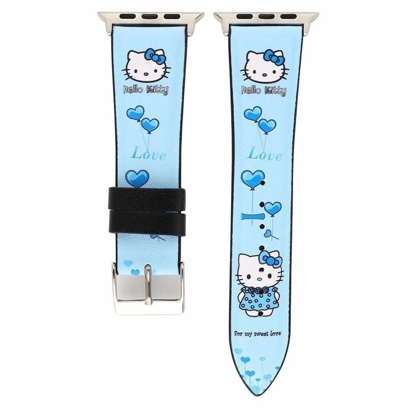 HELLO KITTY Dây Da Đồng Hồ Thông Minh Apple Watch Se 6 5 4 3 2 1 Kích Thước 38mm 40mm 42mm 44mm