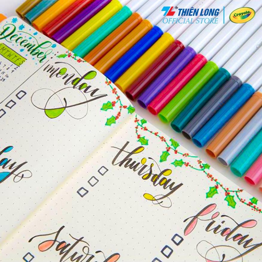 Bộ 20 màu bút lông nét mảnh - nét đậm có thể rửa được Crayola Supertips Washable Marker .