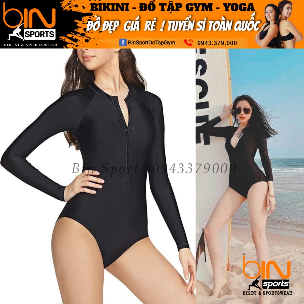 Bikini Đồ Bơi Nữ 1 Mảnh Dài Tay Khóa Kéo Freesize Bin Sports BHV162