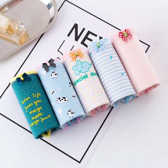 Túi zip 5 chiếc quần lót nữ cotton siêu kute