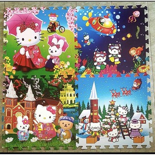 Bộ 4 Miếng Thảm Xốp Lót Sàn hình hoạt hình Mèo Hello kitty 60x60/1 miếng