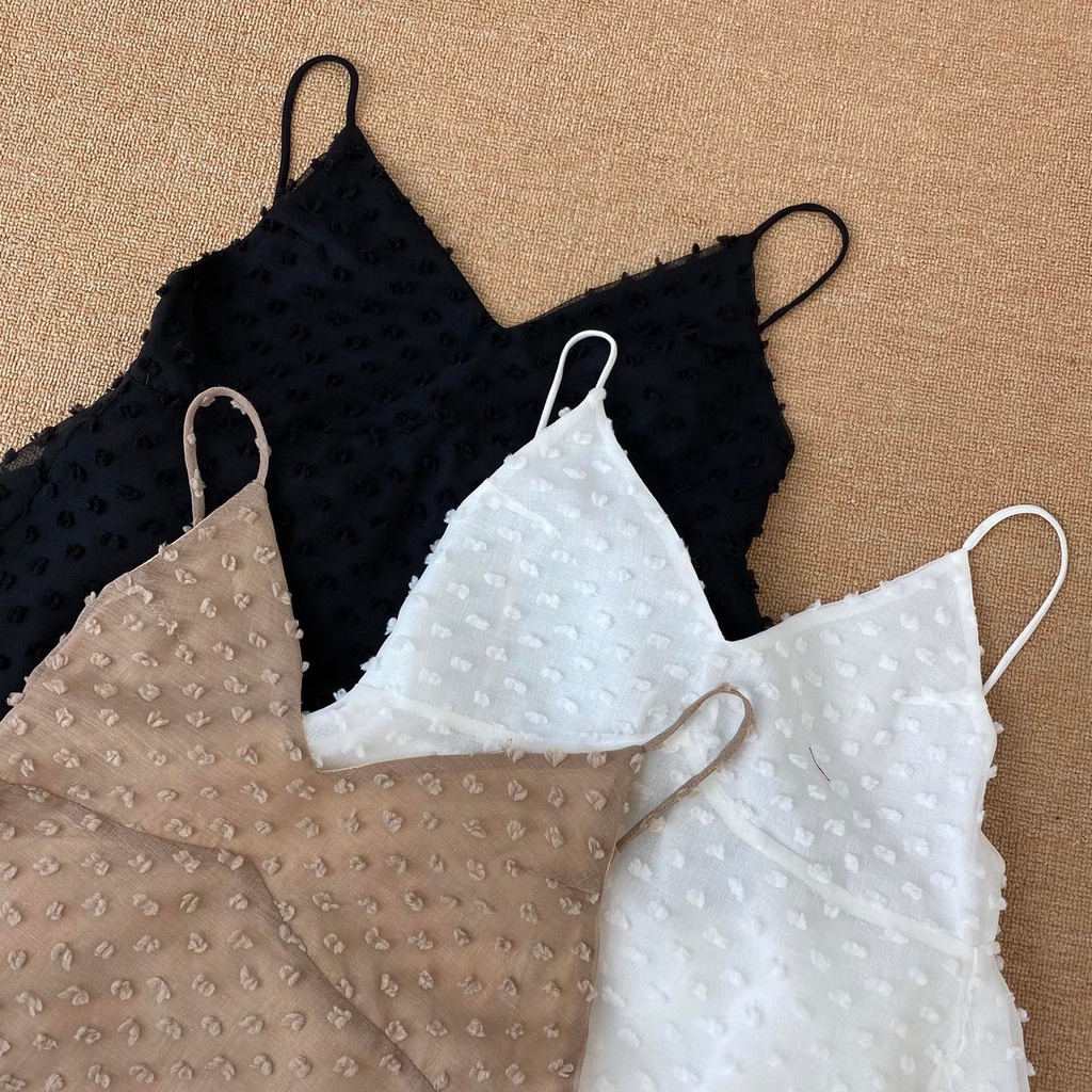 [Ảnh thật] Set short 2 dây hở lưng vái xốp thêu bông đi biển du lịch siêu sexy