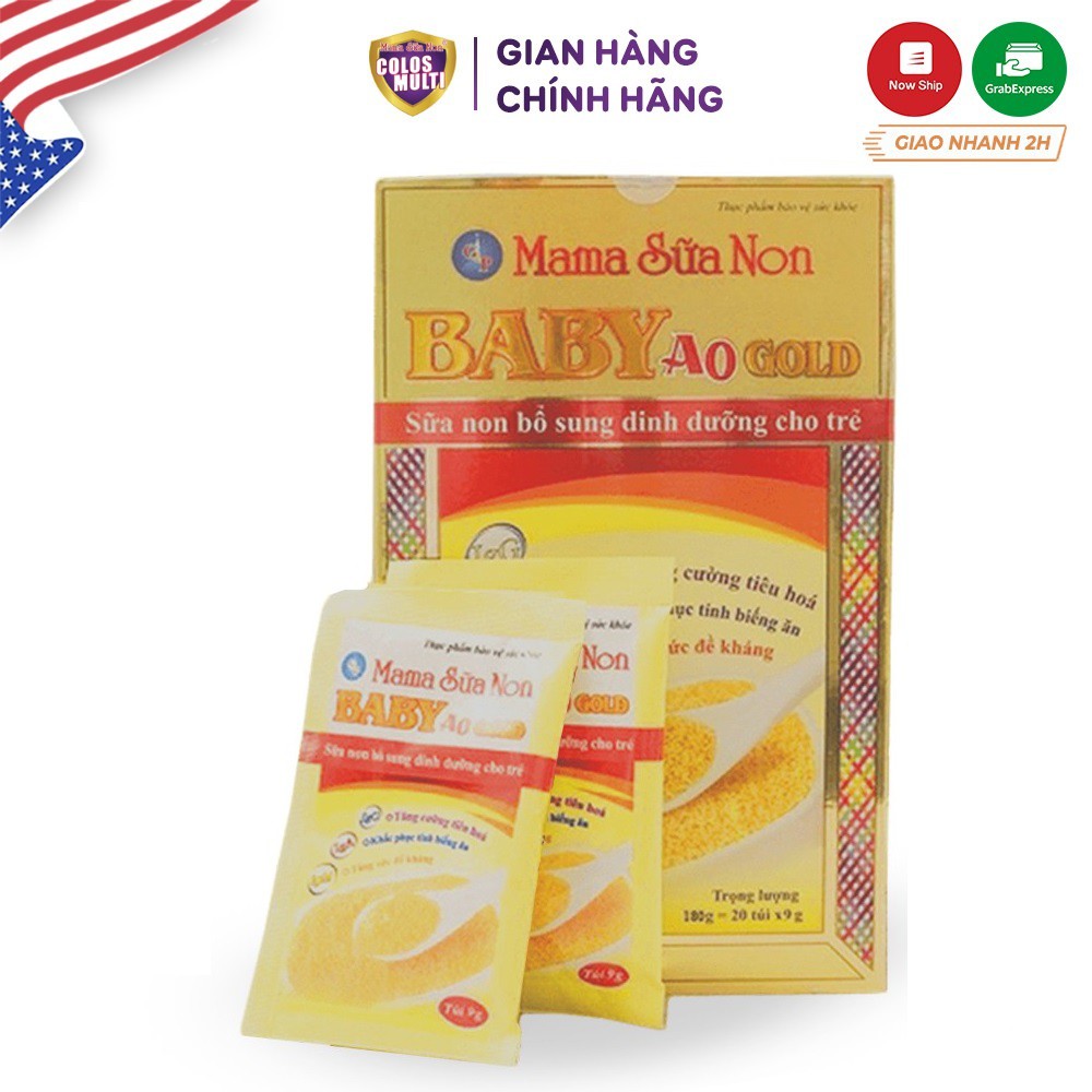 Sữa non Colosmulti Baby A0 Gold hộp 20 gói x 9g tăng cường tiêu hóa và sức đề kháng cho bé