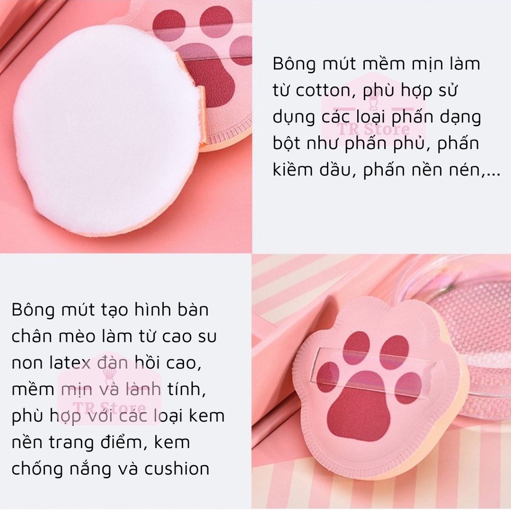 Bộ quà tặng mút trang điểm đánh phấn nền, phấn phủ và cushion 4 món Malian chủ đề mùa xuân hồng