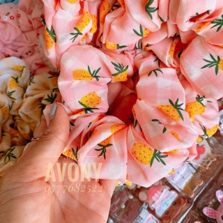 🍍 Cột tóc vải scrunchies in trái thơm