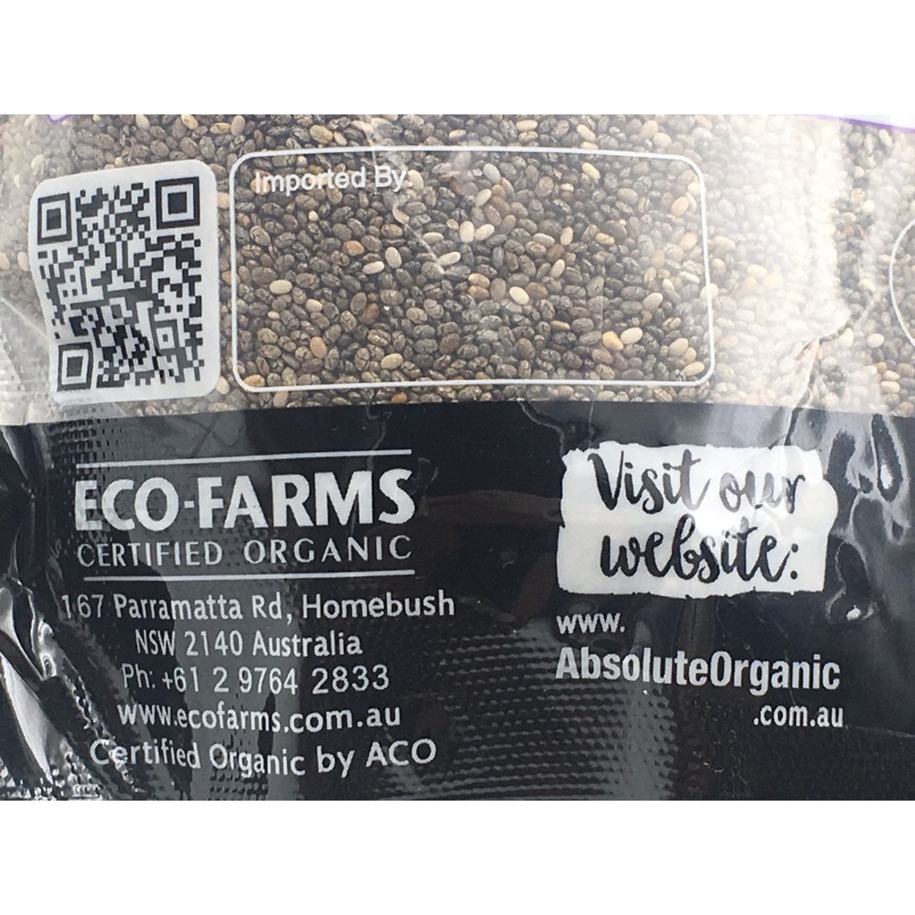 Hạt Chia Úc Organic Chia Seeds Túi Đen 500 gam