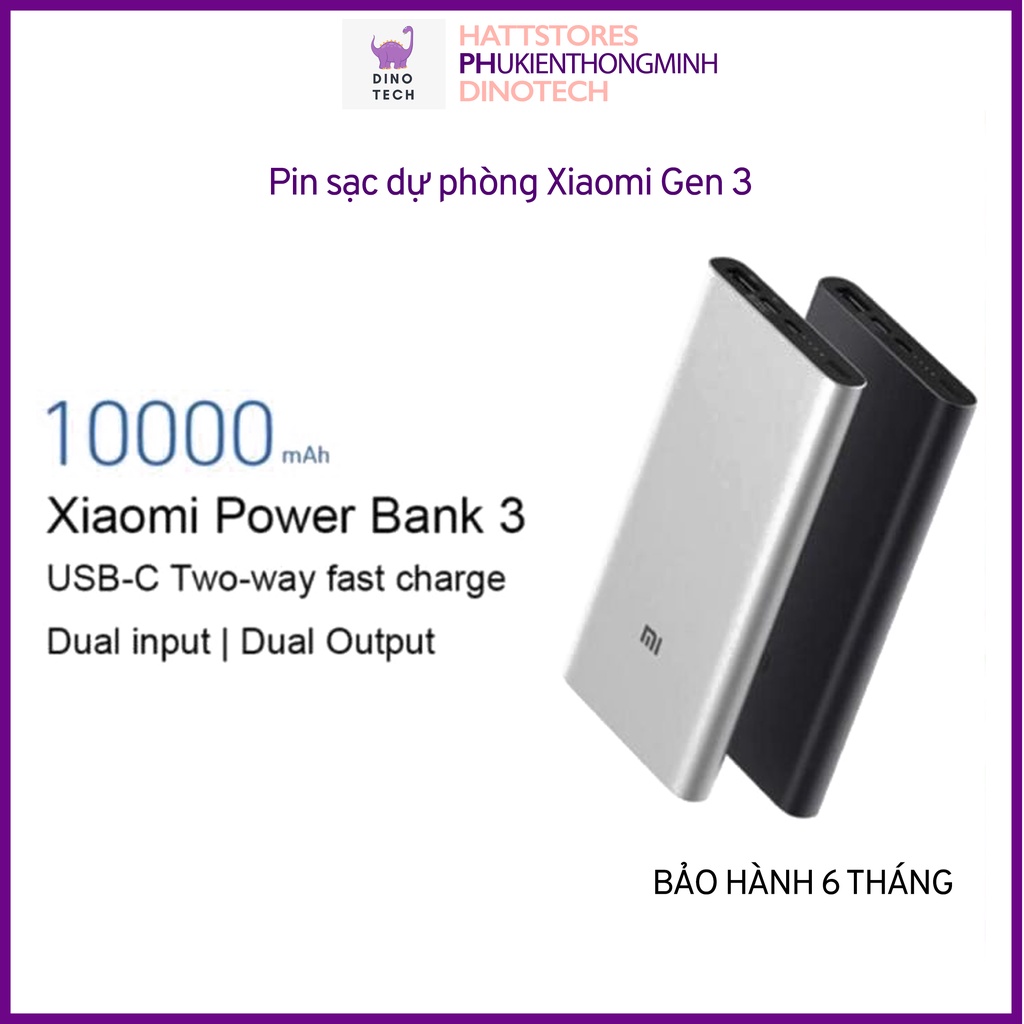 Sạc dự phòng Xiaomi Gen 3 - Pin Dung lượng 10.000 mAH - Hàng nội địa chính hãng -Hỗ trợ sạc nhanh