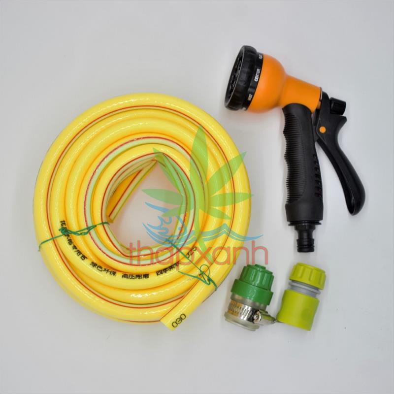 Bộ vòi xịt nước tưới cây, Rửa xe BDT-4222 Vòi nhựa 8 in 1 + 15m dây 16mm