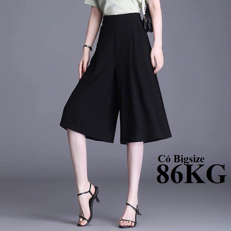 Quần ống Rộng Nữ Dáng Lửng 67cm, Vải Lụa Trượt cao cấp, Dây kéo bên sườn, có Big size lên tới 86KG