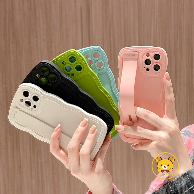 Ốp Điện Thoại TPU Mềm Màu Trơn Có Dây Đeo Tay Cho iPhone 13 Pro Max 12 Pro Max 11 Pro Max