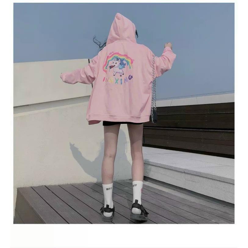 Áo khoác nỉ nữ dây kéo from rộng , áo khoác nỉ nữ in hình họa tiết cá tính - KN9 | BigBuy360 - bigbuy360.vn