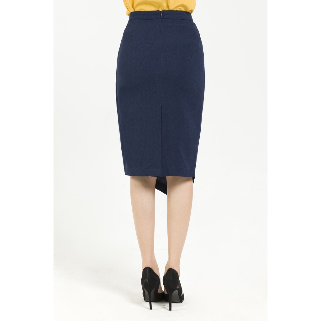 Chân váy ôm xếp ly bèo rủ lệch LAMER L62F19Q010-S3200 (Xanh tím than) | BigBuy360 - bigbuy360.vn