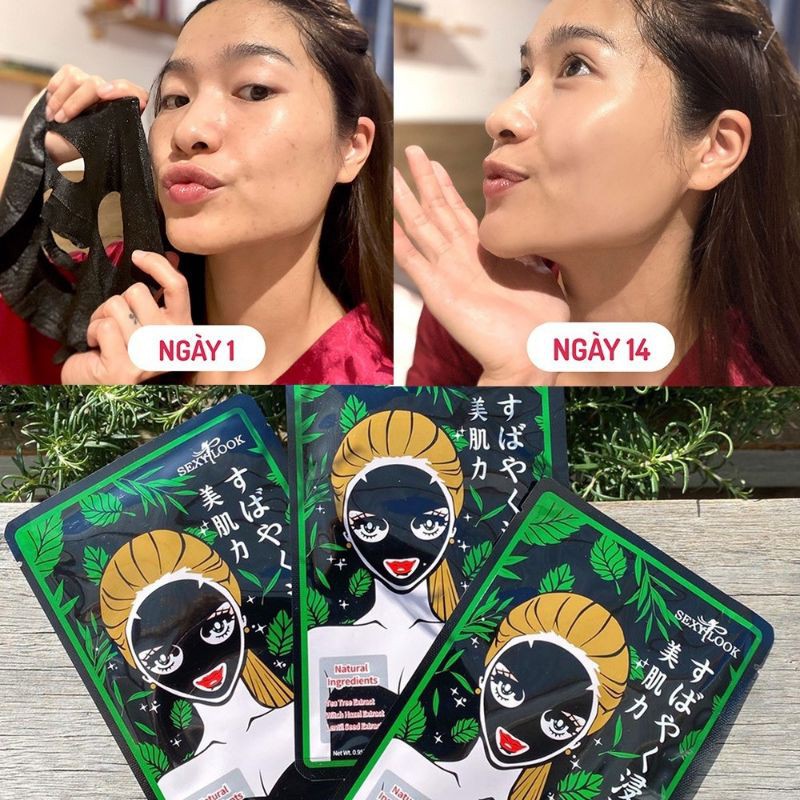 5 Miếng Mặt Nạ Tràm Trà Sexylook Tea Tree Anti Blemish Black Facial Mask 28ml
