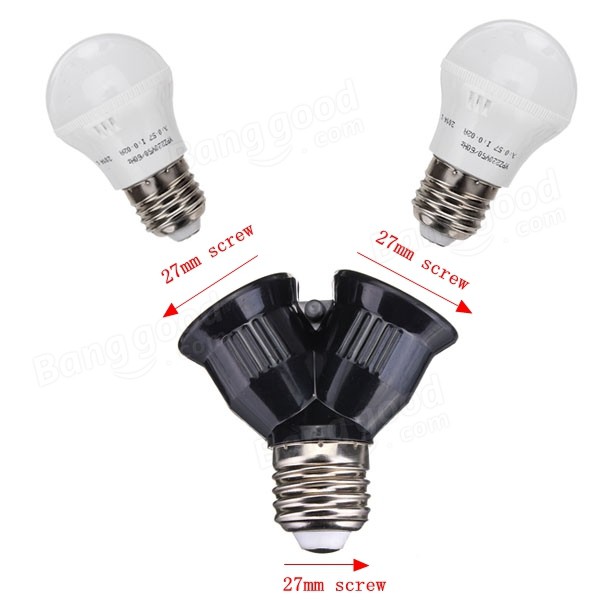 Đui đèn 1 ra 2 đui E27 màu Đen hoặc Trắng