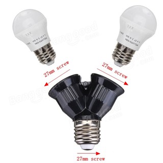 Đui đèn 1 ra 2 đui e27 màu đen hoặc trắng