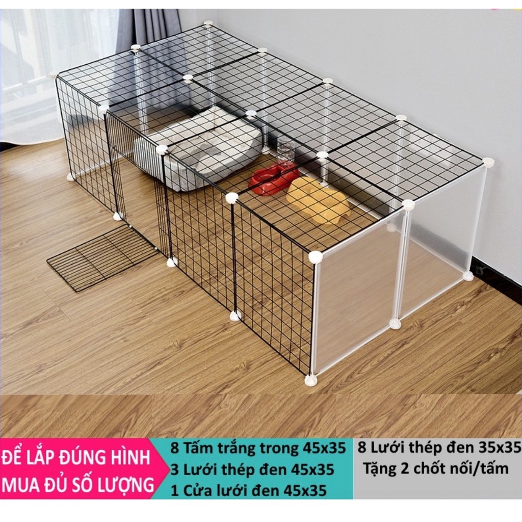 Chuồng Quây Chó Mèo 14 Tấm Lưới Sắt Lắp Ghép Thép Sơn Tĩnh Điện Chắc Chắn Chống Nước