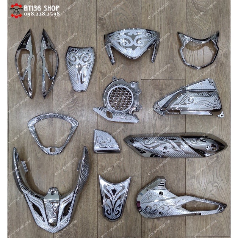 Bộ ốp bảo vệ xe vision 2021, mạ xi crom trắng (Có bán rời)