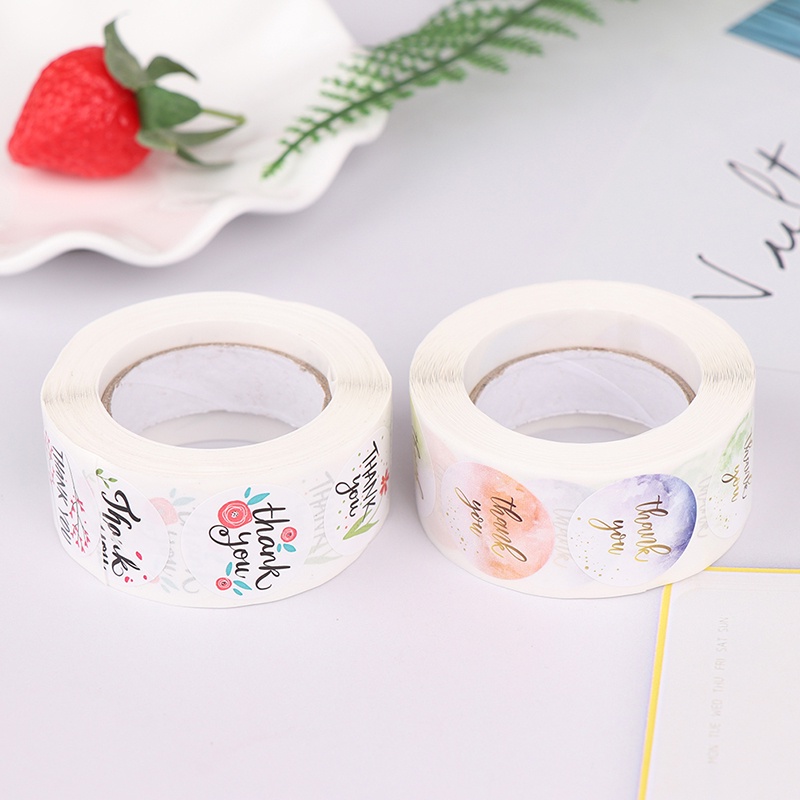 1 Cuộn 500 Miếng Dán Tròn In Chữ Thank You Dùng Làm Quà Tặng