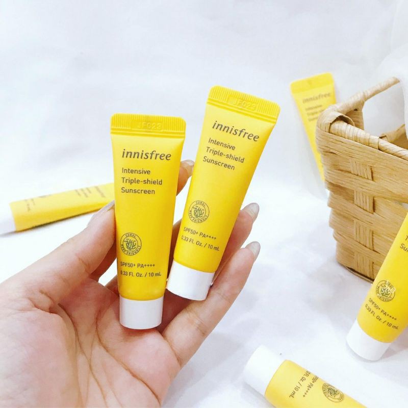 Kem Chống Nắng Innisfree Triple Shied 10ml SPF 50+ PA+++ - Kiềm Dầu - Không Trôi - Tiện Dụng Du Lịch