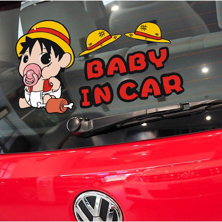 Miếng Dán Trang Trí Xe Hơi / Cửa Sổ / Kính Chắn Gió Họa Tiết Hoạt Hình ONE PIECE Luffy Chopper Zoro Ace Nami Usopp Sanji Robin